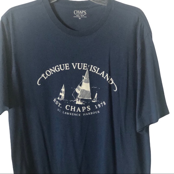 Chaps Mens Blue Longue Vue Island St Lawrence Harbour Shortsleeved T-Shirt Sz M - Picture 4 of 9